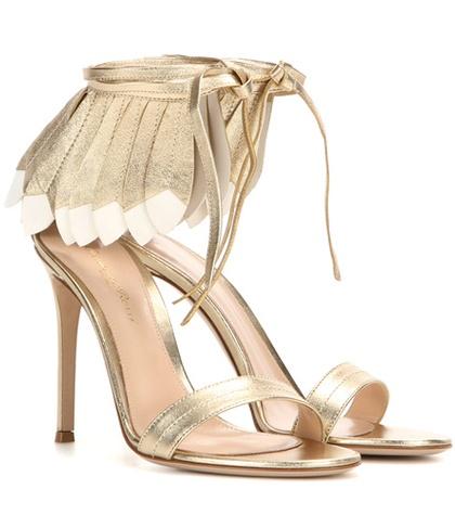 Gianvito Rossi Queen Metallic Leather Sandals