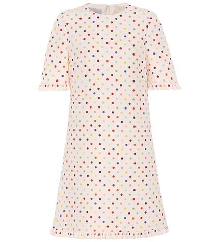Valentino Polka-dot Wool And Silk Minidress