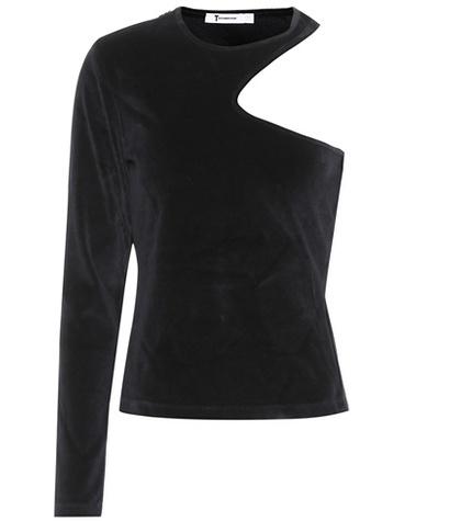 Three Graces London Velvet One-shoulder Top