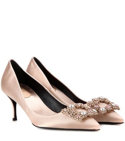 Roger Vivier Flower Embellished Satin Pumps