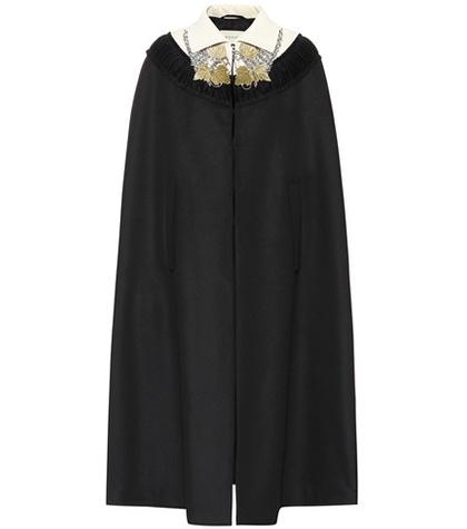 Gucci Crystal-embellished Wool Cape