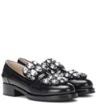 Loewe Crystal-embellished Leather Loafers