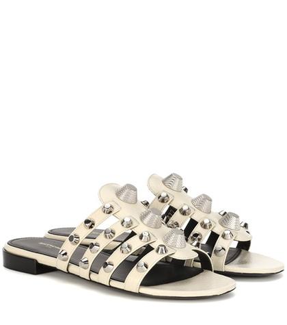 Balenciaga Arena Leather Slip-on Sandals
