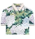 Dolce & Gabbana Floral-printed Cropped Polo Top