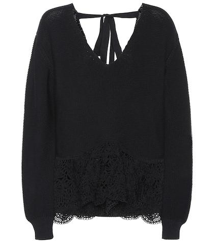 Alexander Mcqueen Crochet-paneled Cotton Sweater