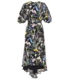 Alexander Mcqueen Asymmetric Floral Silk Dress