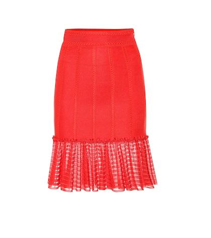 Alexander Mcqueen Organza-trimmed Knit Miniskirt