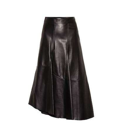 Brunello Cucinelli Asymmetrical Leather Midi Skirt