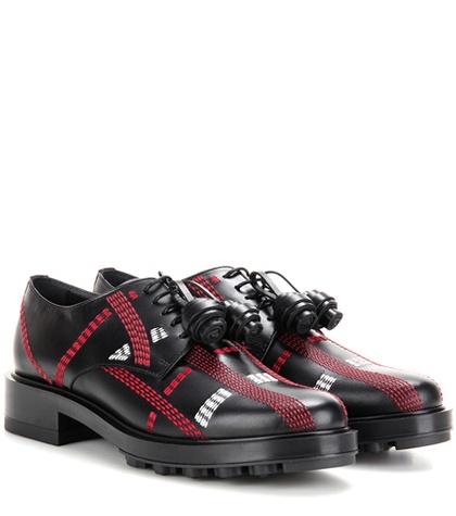Tod's Embroidered Leather Derby Shoes
