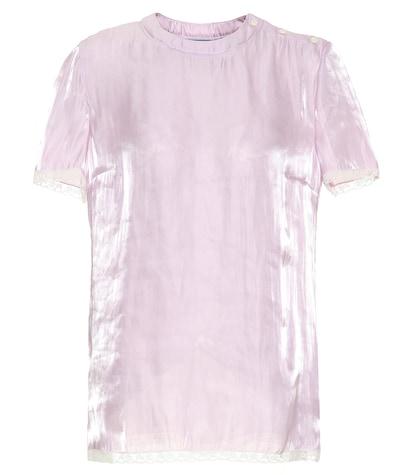 Prada Lace-trimmed Silk Charmeuse Top