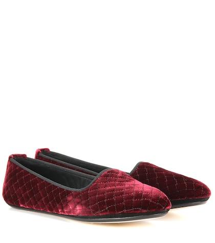 Mary Katrantzou Intrecciato Velvet Slippers