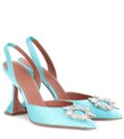 Amina Muaddi Begum Embellished Satin Pumps