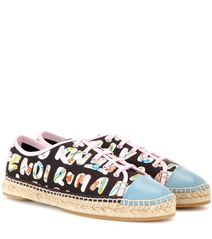 Fendi Printed Leather-trimmed Sneakers