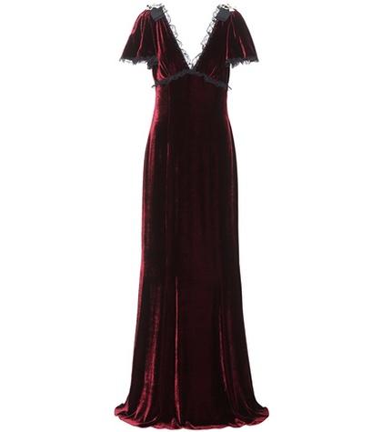 Helmut Lang Lace-trimmed Velvet Gown