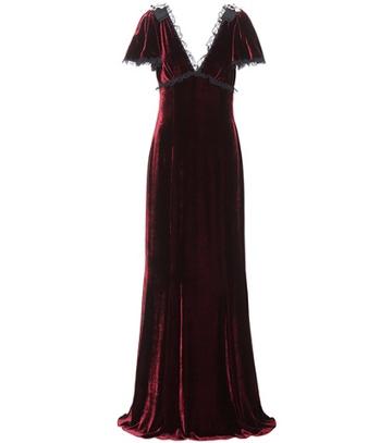 Helmut Lang Lace-trimmed Velvet Gown
