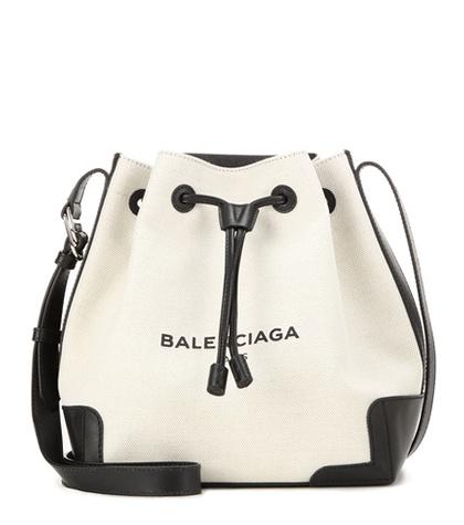 Balenciaga Canvas And Leather Bucket Bag