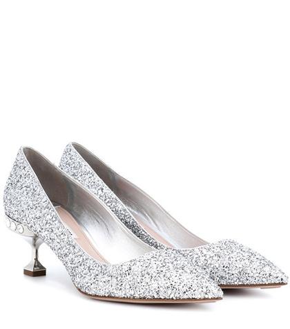 Miu Miu Glitter Kitten-heel Pumps