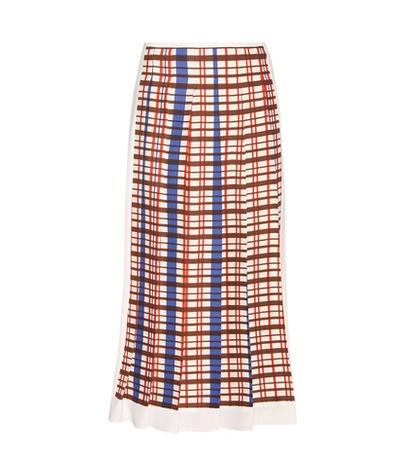 Victoria Beckham Printed Pleated Midi Skirt