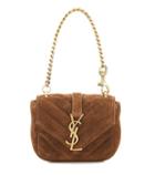 Chlo Mini Collège Chain Wallet Quilted Suede Handbag