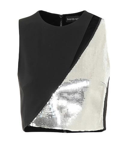 Versace Sequined Cady Crop Top