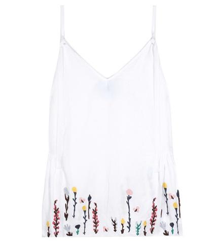 M.i.h Jeans Embroidered Cotton And Linen Top