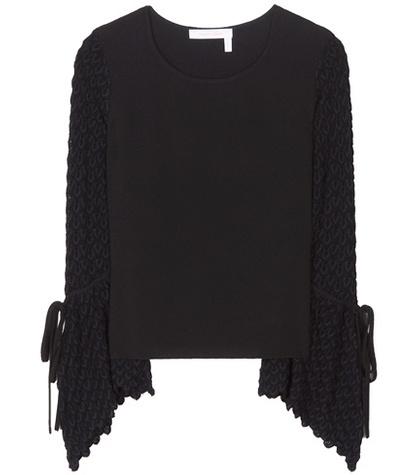 Valentino Knitted And Crêpe Top