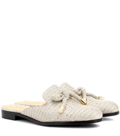 Oscar De La Renta Sequinned Metallic Slippers