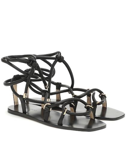 Jimmy Choo Aziza Flat Leather Sandals