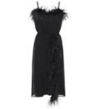 Prada Feather-trimmed Silk Dress