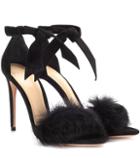 Diane Von Furstenberg Fur-trimmed Suede Sandals