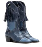 Ganni Texas Fringes Leather Cowboy Boots