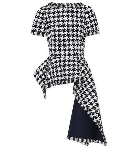 Oscar De La Renta Wool-blend Houndstooth Top