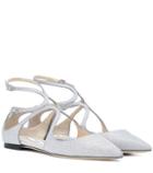 Jimmy Choo Lancer Glitter Leather Ballerinas