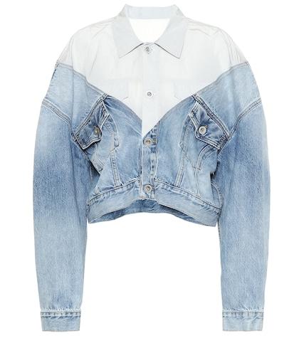 Unravel Cropped Denim And Nylon Jacket