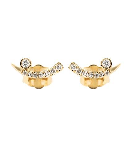 Sydney Evan Tusk 14kt Yellow Gold And Diamond Earrings