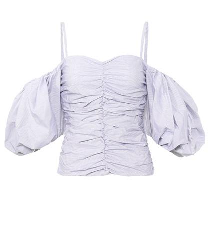 Off-white Striped Off-the-shoulder Cotton Top