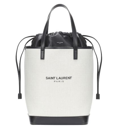 Saint Laurent Teddy Canvas And Leather Bucket Bag