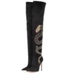 Gianvito Rossi Dragon Embroidered Satin Over-the-knee Boots