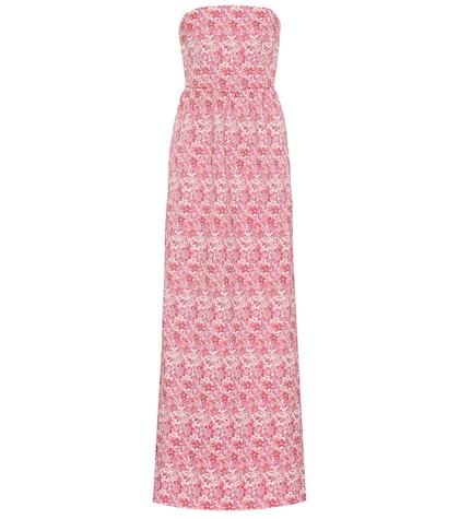 Balmain Kids Estelle Floral Strapless Gown