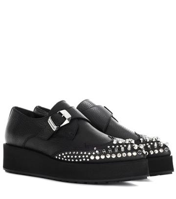 Camilla Black Manor Creeper Monkstraps Leather Shoes