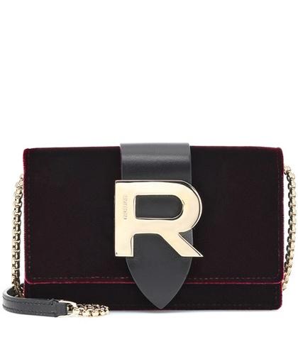 Valentino Garavani Velvet And Leather Shoulder Bag