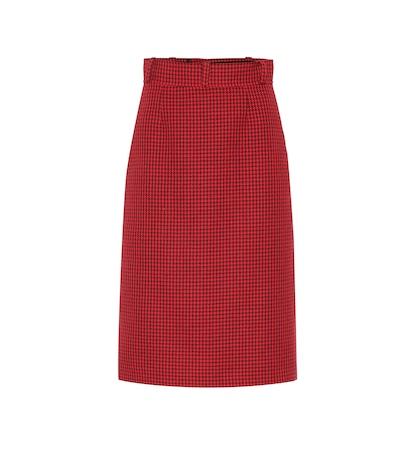 Gucci Houndstooth Virgin Wool Midi Skirt