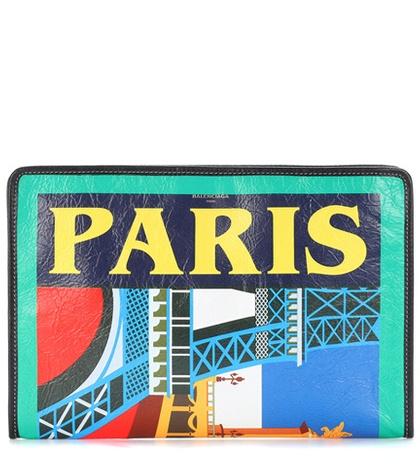 Balenciaga Bazar Paris Leather Pouch
