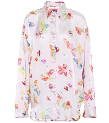 Self-portrait Blå Konst Duanna Printed Satin Shirt