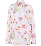 Self-portrait Blå Konst Duanna Printed Satin Shirt