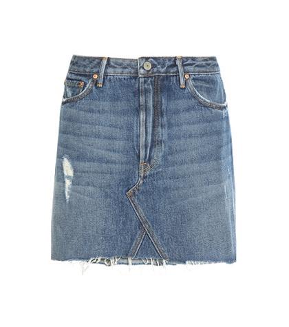 Polo Ralph Lauren Eva A-line Distressed Denim Miniskirt