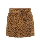 Saint Laurent Leopard Denim Miniskirt