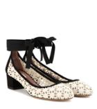 Self-portrait Minnie Daisy Crochet And Suede Pumps