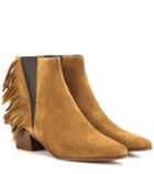 Saint Laurent Wyatt 40 Fringed Suede Ankle Boots