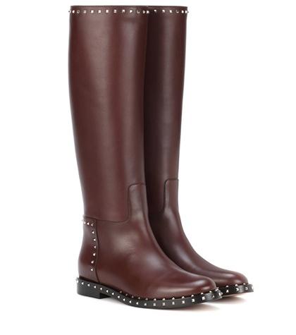 Prada Valentino Garavani Rockstud Leather Knee-high Boots